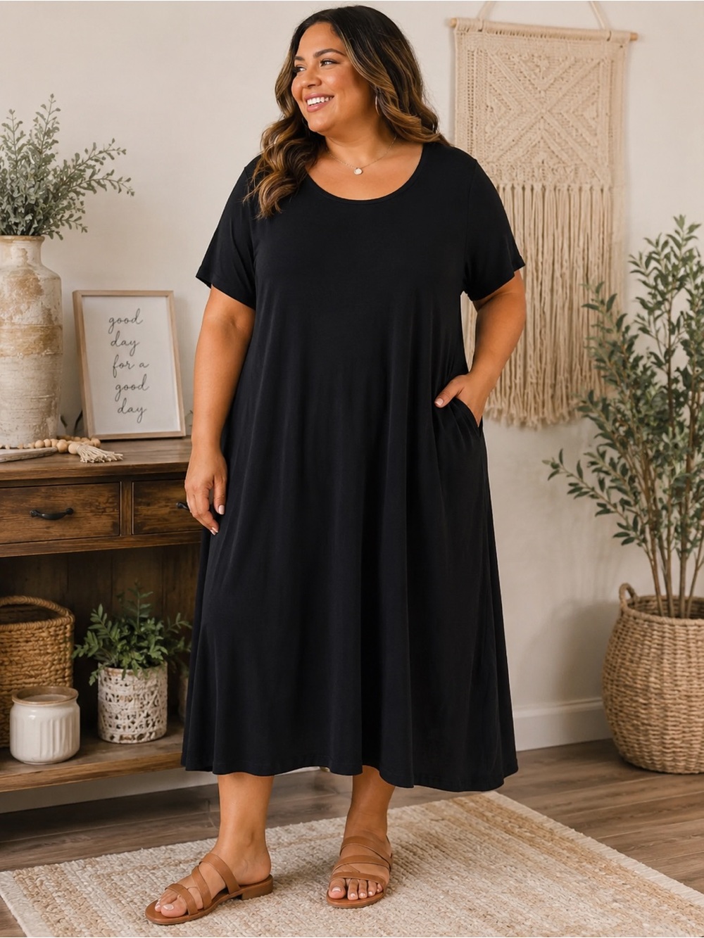 Old Navy XXL Black Swing Midi Dress